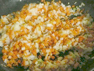 (86)蕎麦の実（そば米）のリゾット 平茸とチキンのラグー添え