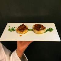 sauteed foie gras on the baked rice with TERIYAKI sauce.