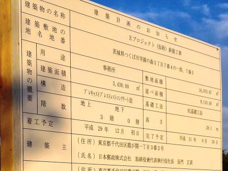 学園の森の日本郵政の土地で「Eプロジェクト（仮称）」がスタート！（追記あり）
