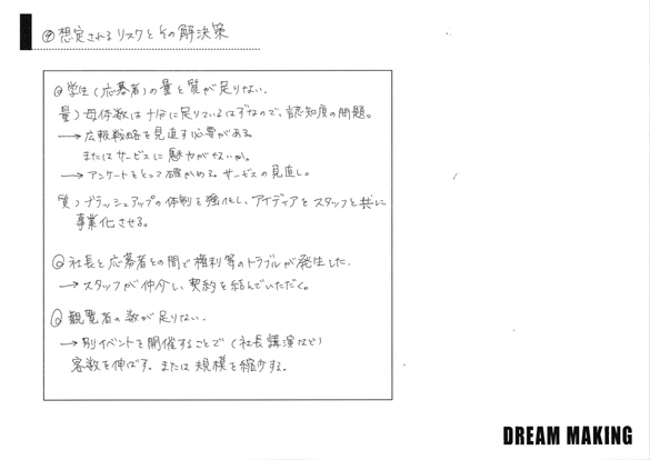 事業プラン-⑨想定されるリスクとその解決策-